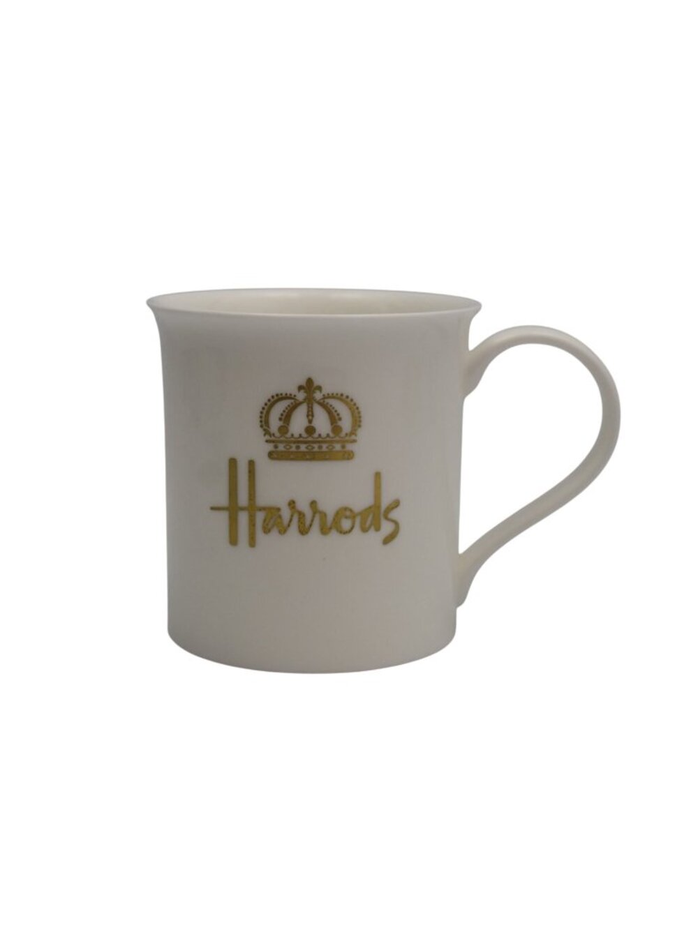 Harrods Fine Bone China Crown Mug Made in England White Gold Luxury Tea Cup